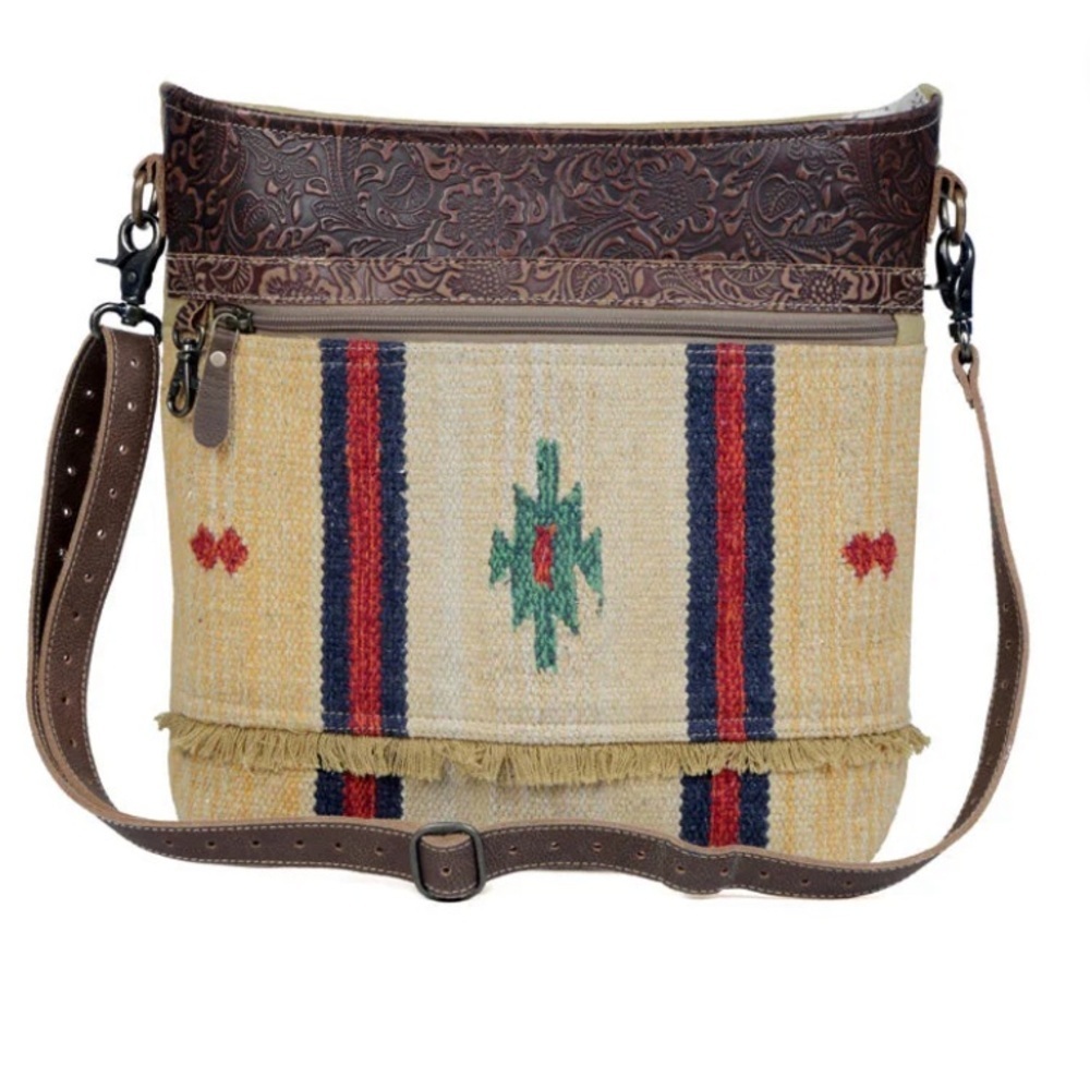 Myra Bag Beige, Brown, Navy & Red Southwestern Crossbody